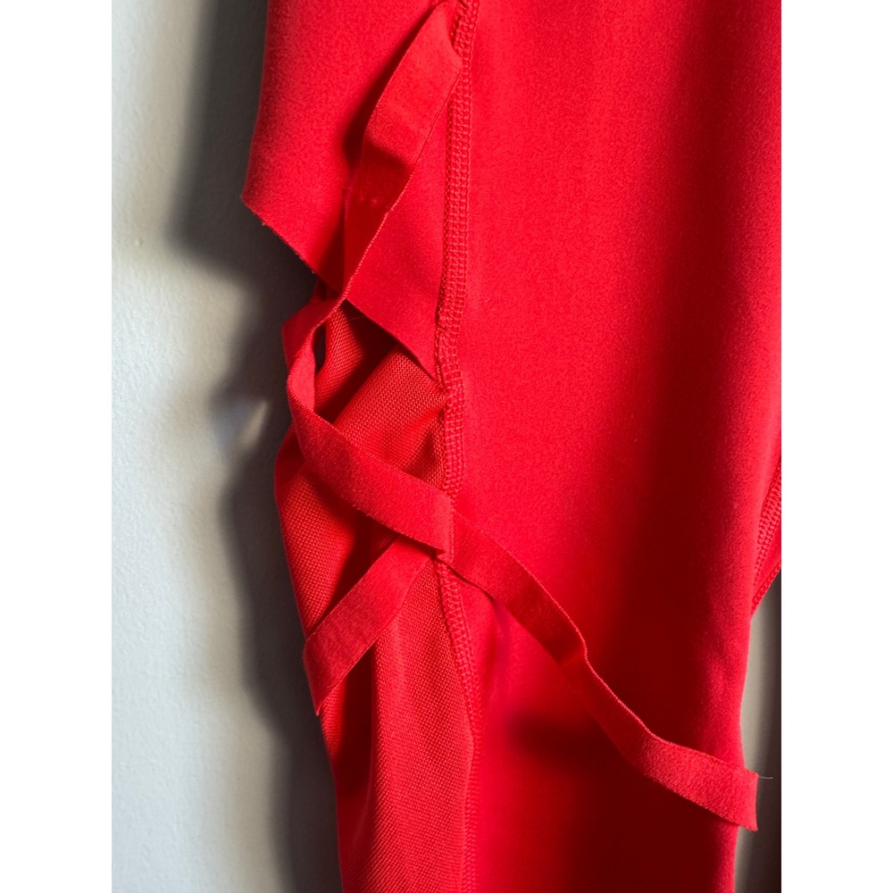 Nike Dri-FIT Strappy Lattice Leggings S Red Gym Yoga Athletic Workout Balletcore - Picture 2 of 15
